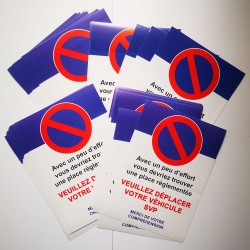 Autocollants stationnement interdit pour voitures mal garées. 14,8x21 cm (vendus par lots)