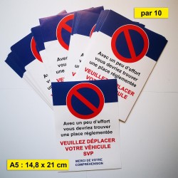Autocollants stationnement interdit pour voitures mal garées. 14,8x21 cm (vendus par lots)