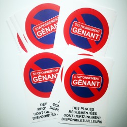 Autocollants stationnement gênant pour voitures mal garées. 14,8x21 cm (vendus par lots)