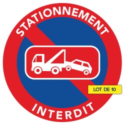 Autocollants interdiction de stationner. Mise en fourrière (vendu par pack)