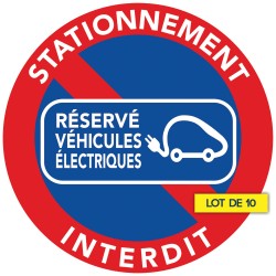 Autocollants dissuasifs - Autocollants réservés véhicules électriques. (vendu par pack)