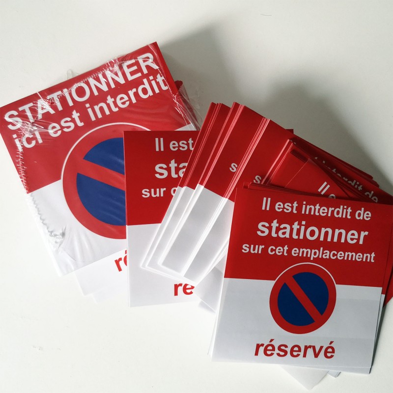 Autocollant stationnement place voiture réservée. Stickers dissuasifs