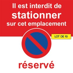 Autocollant voiture mal garée. Place réservée (vendu par pack)