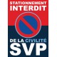 autocollant stationnement interdit, de la civilité svp