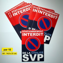 Autocollants stationnement interdit. De la civilité SVP (vendus par lots)