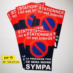 6 autocollants à coller sur la voiture. Papier autocollant dissuasif carré  Stationner ici c'est interdit, Y'en a marre ! Lot de 6 stickers interdiction  de stationner - : : Bricolage