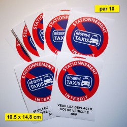 Autocollants interdiction de stationner. Place réservée aux taxis (vendu par pack)