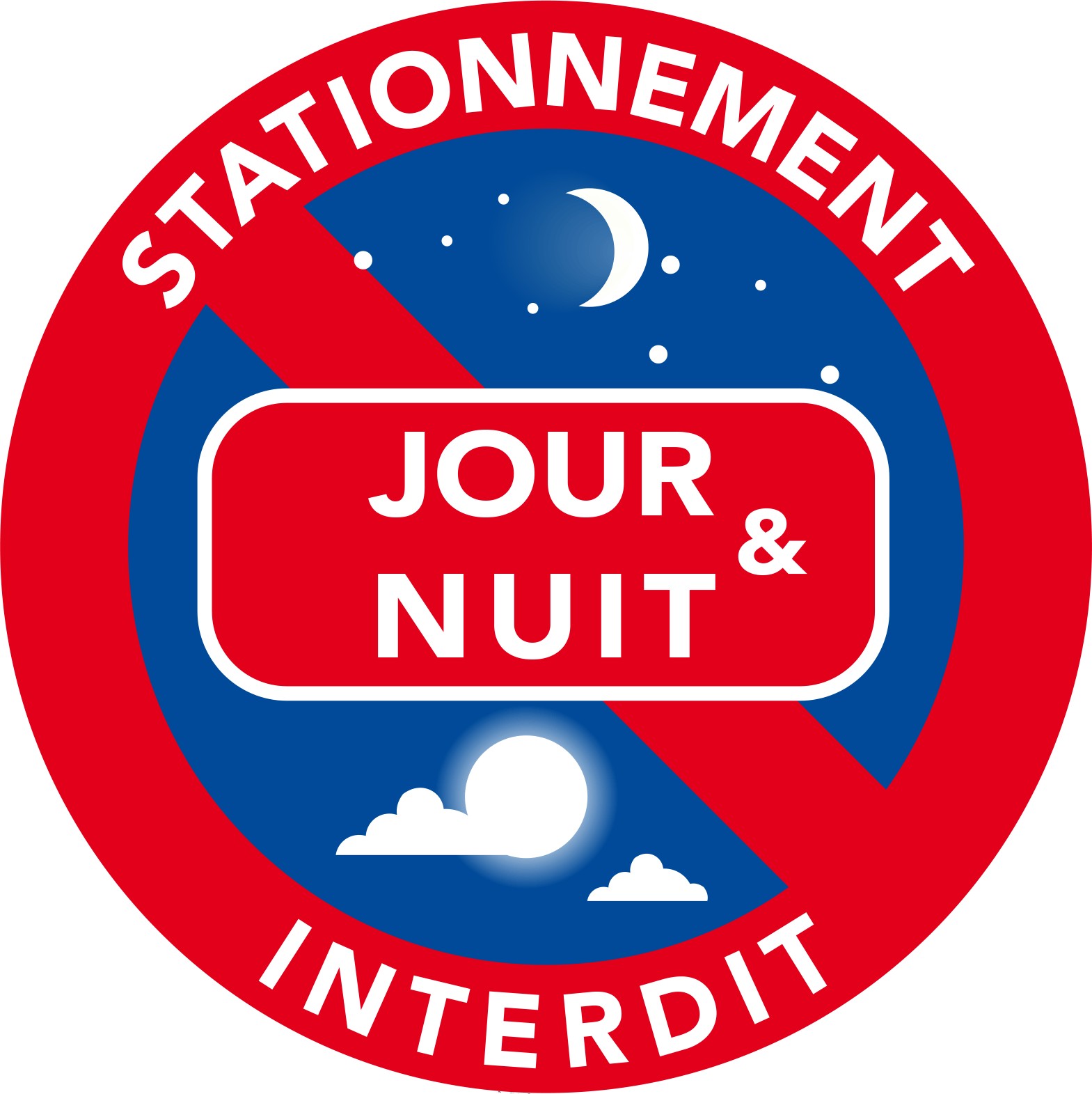 Autocollant « Stationnement interdit jour et nuit » 15 × 15 cm, vue 2