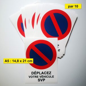 Autocollant A5 « Déplacez votre véhicule SVP »