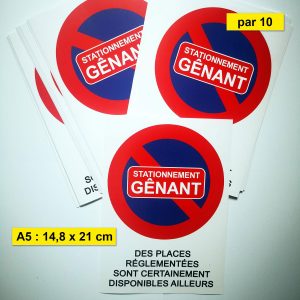 Autocollant A5 « Stationnement gênant » (14,8 × 21 cm)
