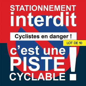 Autocollant « Stationnement interdit sur les pistes cyclables » 15 × 15 cm