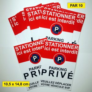 Autocollant parking privé « Stationner ici est interdit » (A6)